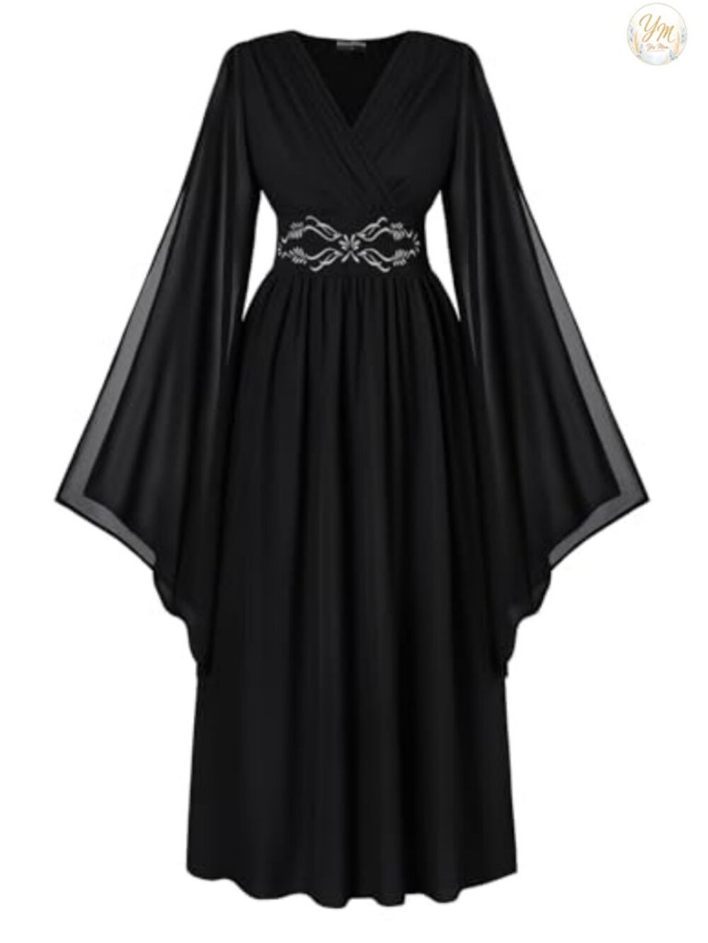 Renaissance Costume Dress V Neck Medieval Fairy Chiffon Maxi